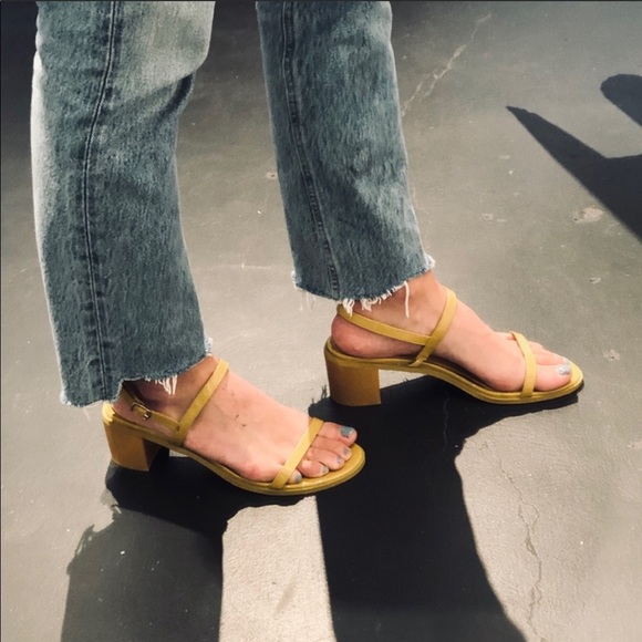 Urban Outfitters Shoes - UO mustard yellow paten leather block heels